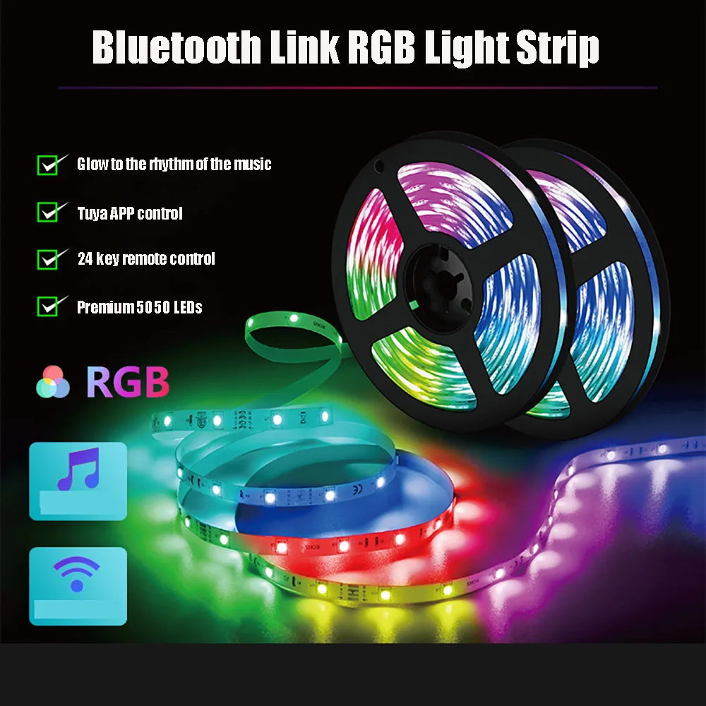 5/10/15/20m Led Strip Lights Rgb String 5050 Bluetooth Wifi Led Controller Lighting Usb Strips Lamp Christma Bedroom Room Decor