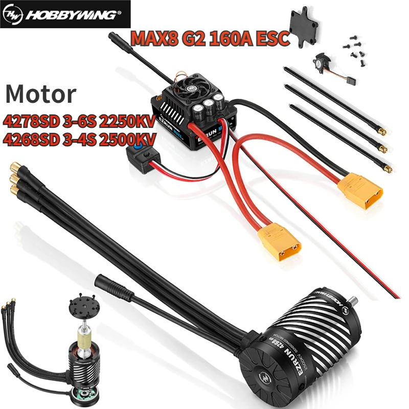

NEW Hobbywing EZRUN MAX8 G2 160A 3-6S Brushless Sensored ESC & 4278SD 3-6S /4268SD 3-4S Motor for 1/8 1/10 RC Model Truck Car