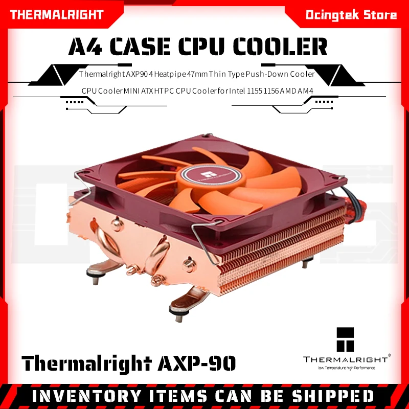 

Охладитель для процессора Thermalright AXP90, тонкий кулер с 4 тепловыми трубками 47 мм, для Intel LGA1700 115X AMD AM4, HTPC