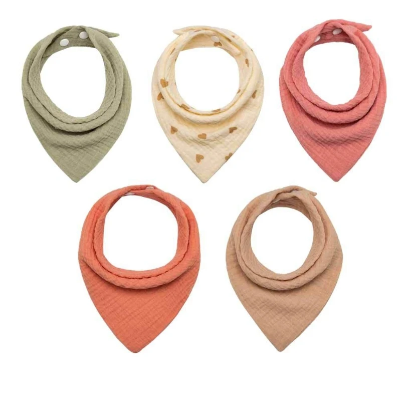 

5Pcs Feeding Drool Bibs Cotton Newborn Cartoon Snap Button Soft Towel Baby Bibs Baby Bibs Feeding Accessories