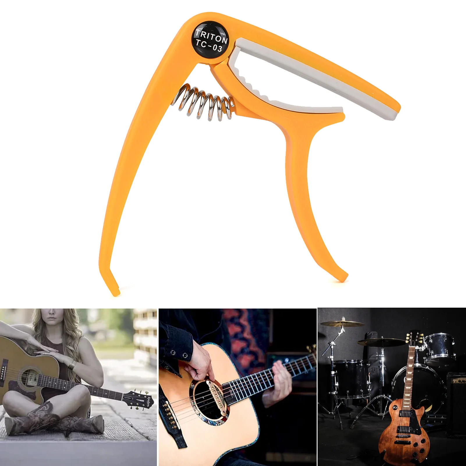 

ABS Guitar Capo Universal Single Handed Capo With 5 Picks 0.71mm&1 Leather Pick Holder Universal Stringed Instruments