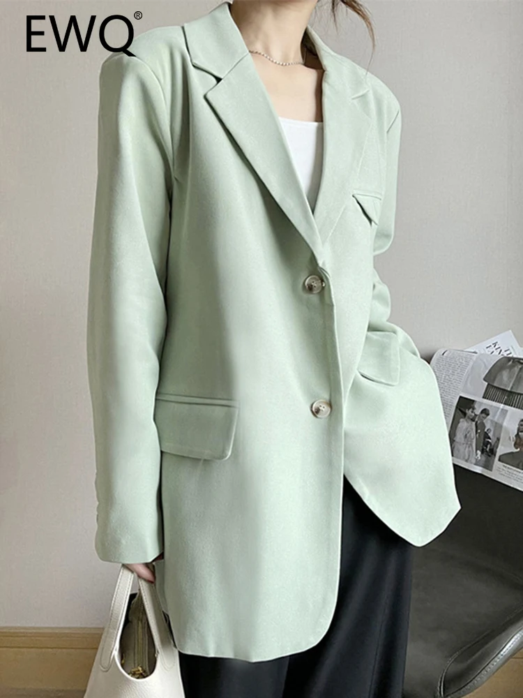 

EWQ Simplicity Solid Loose Blazers For Women Notched Single Breasted Long Sleeve Fashion Female Jackets 2023 Autumn New 26D3667