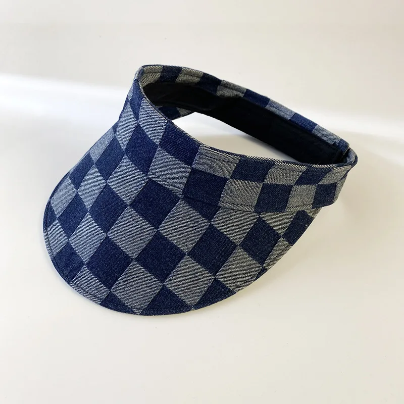 

New Summer Chessboard Checker Empty Top Hat Men Women Visors Casual Sunshade Folding Fashion Sun Hat Tide Vintage Baseball Cap