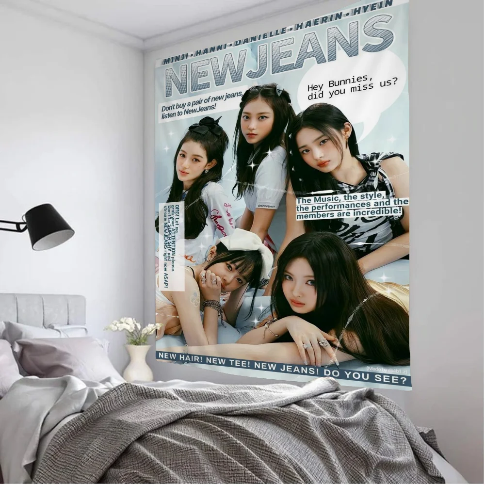 Kpop N-Newjeans DIY Wall Tapestry Art Science Fiction Room Home Decor
