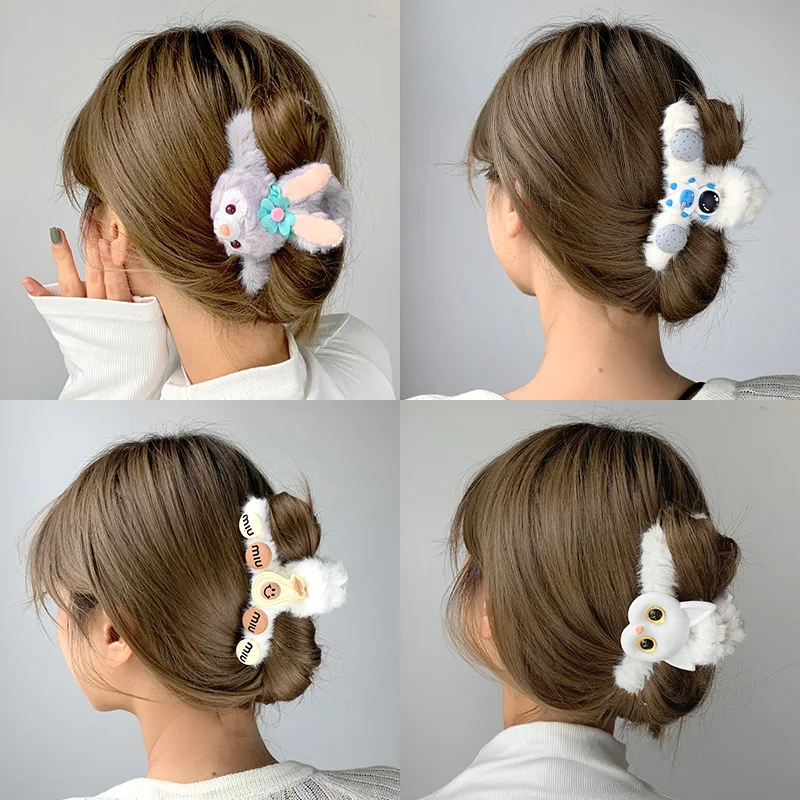 

1PCS Cartoon Plush Clip Large Female Korean Temperament Cute Hair Clip Shark Clip Hair Accessories