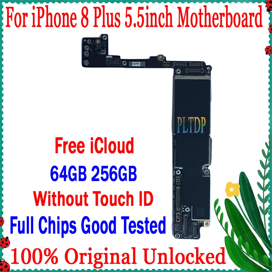 

Replace For iphone 8 Plus 5.5inch Motherboard 64GB/256GB Original Unlocked Free icloud Good Test Logic board Support ios update