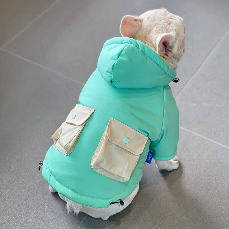 

Winter Dog Clothes Pet Cotton Coat French Bulldog Schnauzer Small Medium Dog Jacket Thickened Hibernation Pajamas Puppy Hoodie