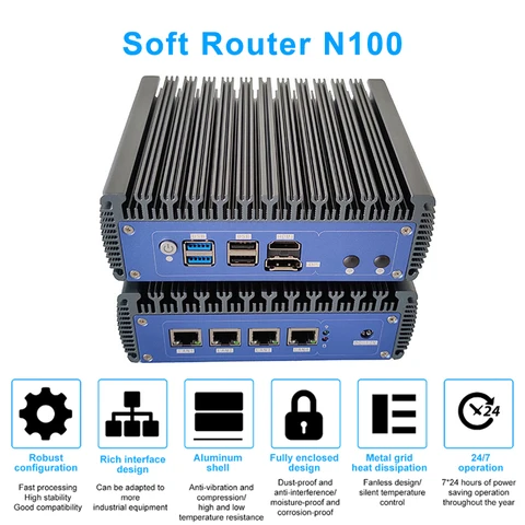X4A мягкий маршрутизатор N100 Мини ПК пыленепроницаемый DDR4 SSD безвентиляторная система брандмауэр VPN сервер поддержка OPNsense OpenWrt