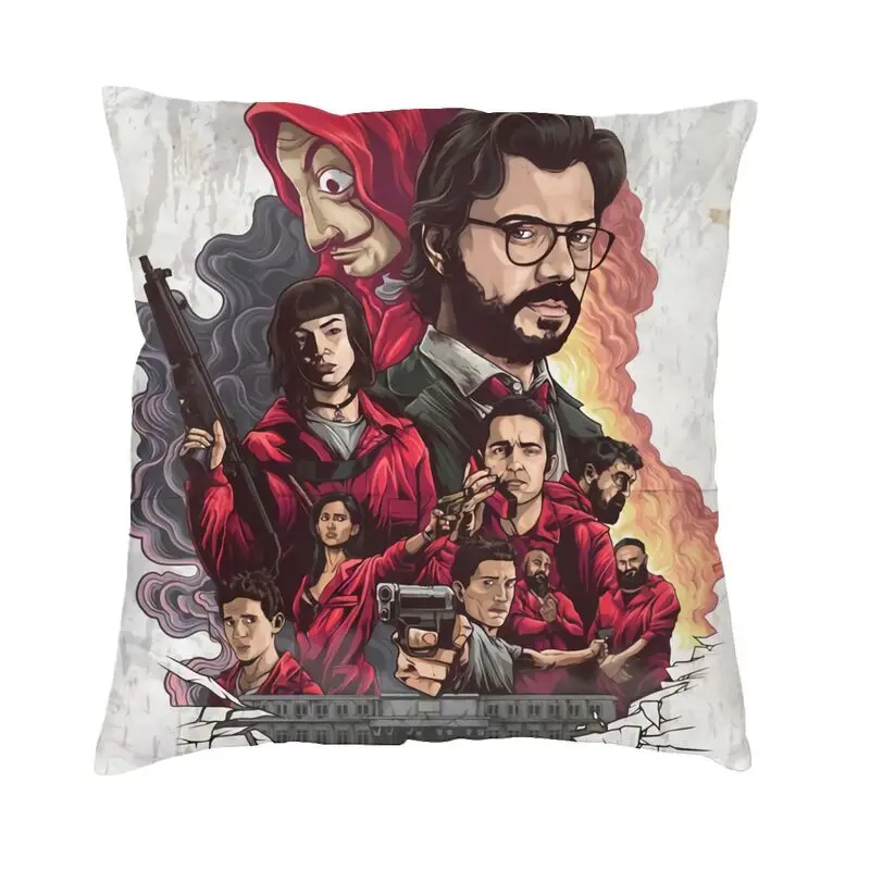 

La Casa De Papel Cushion Cover 40x40cm Home Decorative Printing Money Heist Throw Pillow for Car Double-sided
