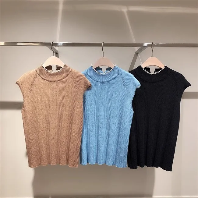 Изысканный и модный элегантный жилет из Южной Кореи 23 осенний жемчужный с