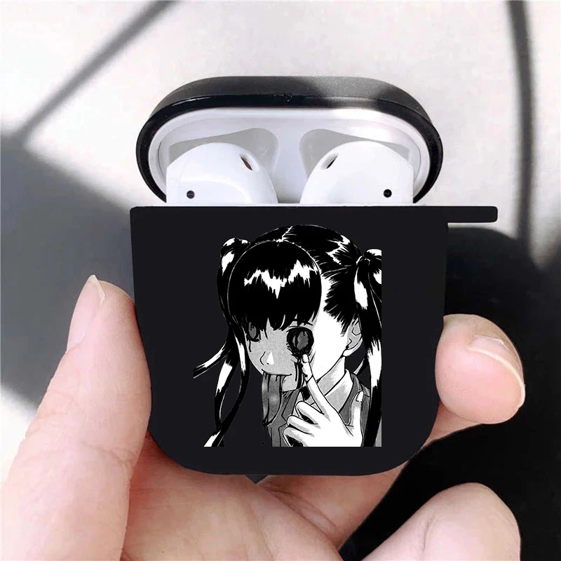 Фото Коллекция Junji Ito Tees Horror, мягкий силиконовый чехол для AirPods Pro3 1, 2, 3, 4, роскошный черный чехол для беспроводных Bluetooth-наушников №4