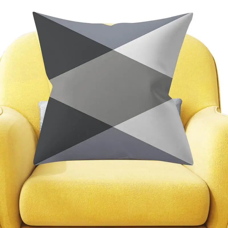 

Geometric Pattern Decorative Throw Pillow Cover 18x18 Inches Cotton Canvas Cushion Case For Sofa Couch Bed Living Room Decor