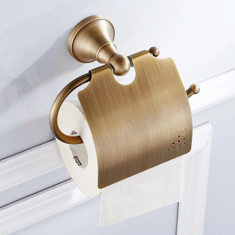 

Antique Brass Color Bathroom Toilet Towel Paper Holder Wall Mount Luxury Classic Bathroom Accessories Tissue Roll Paper Box