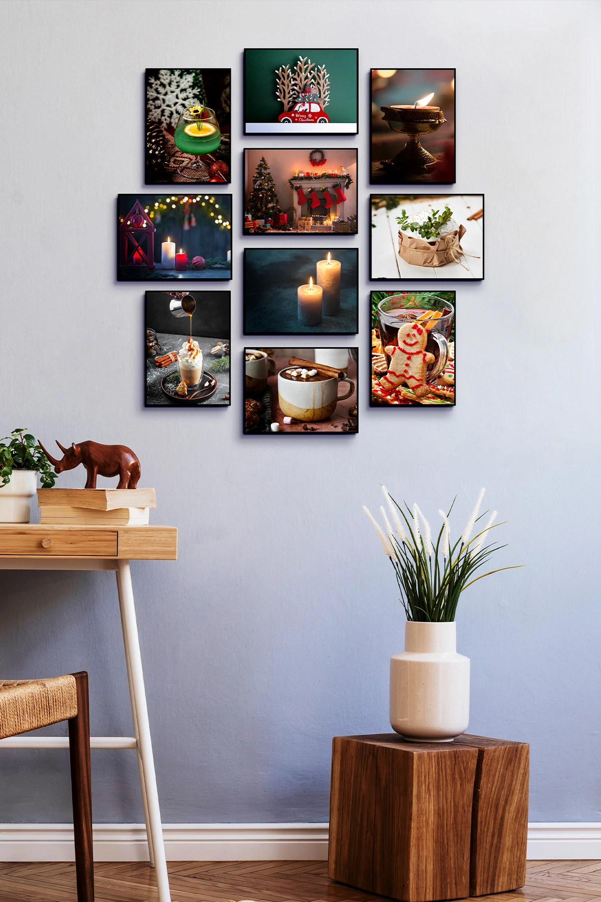 

Rimless Frame Looking New Years Dashboard Sticker XMAS Mdf Table Set Christmas