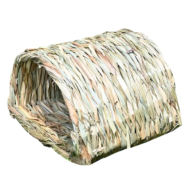 Hamiledyi Rabbit Grass Hut,Bunny Hide House Chew Toys Natural Woven Hay Hut Mat Small Animal Bed for Hamster Guinea Pig Chinchilla Gerbil Mice 