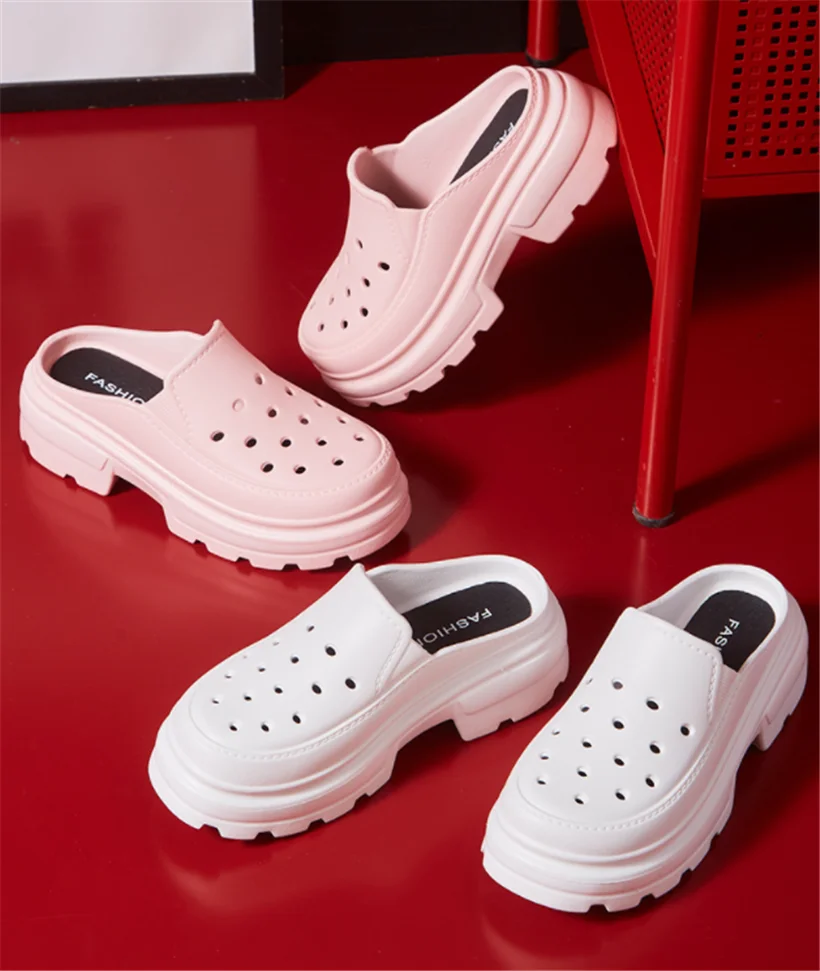 High Heels Sandals Women Clogs Summer 6.5cm Increase Platform Woman Waterproof Slippers Non-slip Sandals Fashion Garden Shoes