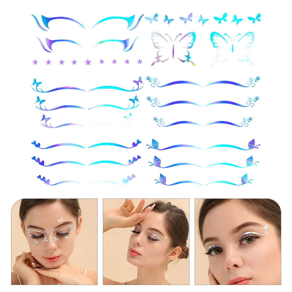 

6 Sheets Glitter Eye Shadow Eyeliner Makeup Stickers Temporary Butterfly European American Decals