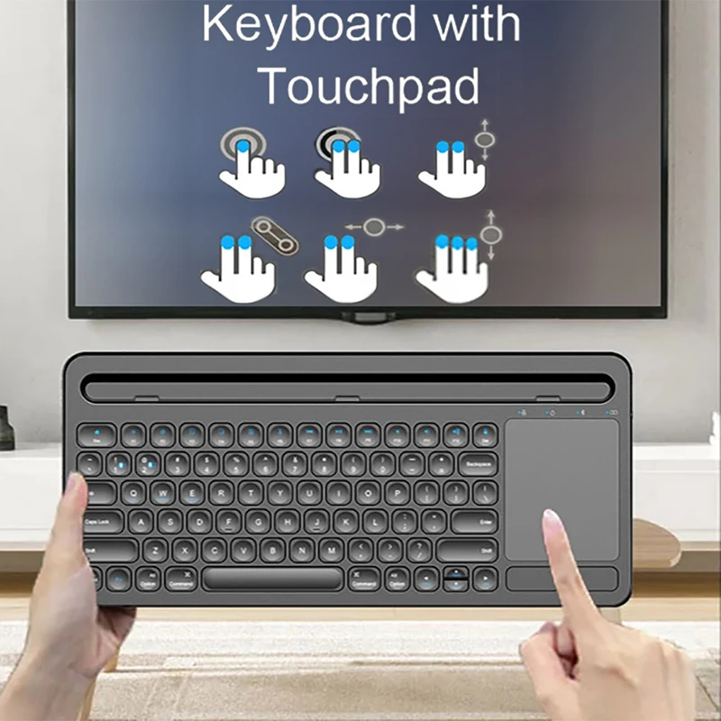 Беспроводная бесшумная клавиатура с двойным Bluetooth держателем для телефона и