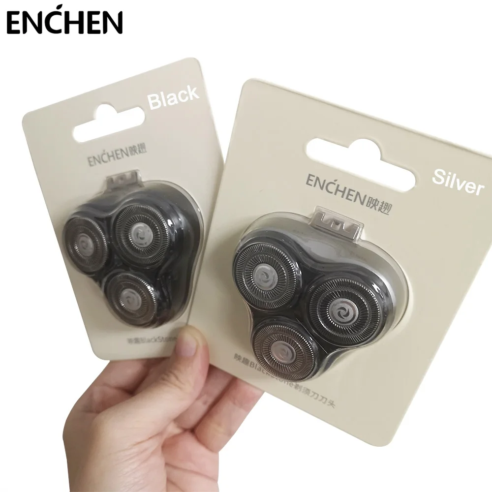 

ENCHEN BlackStone Replacement Shaver Head Black Silver 3D Floating Cutter Head Waterproof Stainless Steel Razor Blade