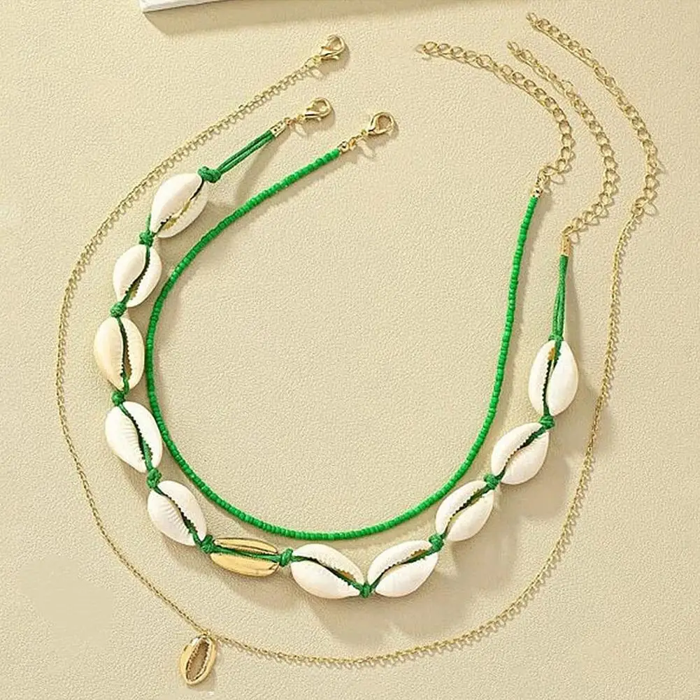 Ожерелье-чокер в стиле бохо A3D9 из акриловой ракушки с подвеской камня аксессуары