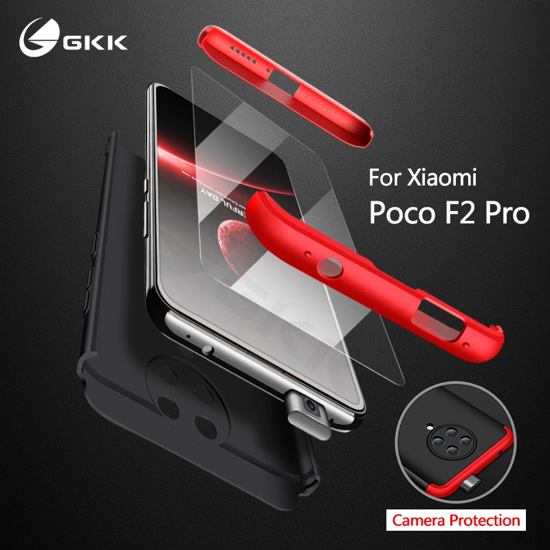 

GKK 360 Full Protection Case For Xiaomi Pocophone F1 X2 F2 Pro With Glass Hard Cover For Xiaomi Poco X3 NFC M3 F3 Pro Case Shell