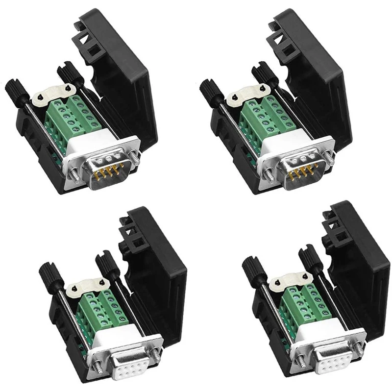 

DB9 Solderless RS232 D-SUB Serial To 9Pin Port Terminal Male Female Adapter Connector Breakout Board (2-Male+2-Female)