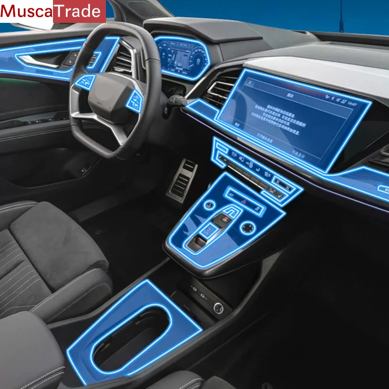 

For Audi Q4 E-tron(2022-2023)Car Interior Center Console Transparent TPU Protective Anti-scratch Repair Film Refit