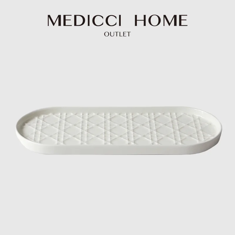

Medicci домашний CD стиль ретро бутик ротанга геометрический роскошный керамический поднос для концевого стола оттоманка ювелирный туалетный столик сервировочный поднос