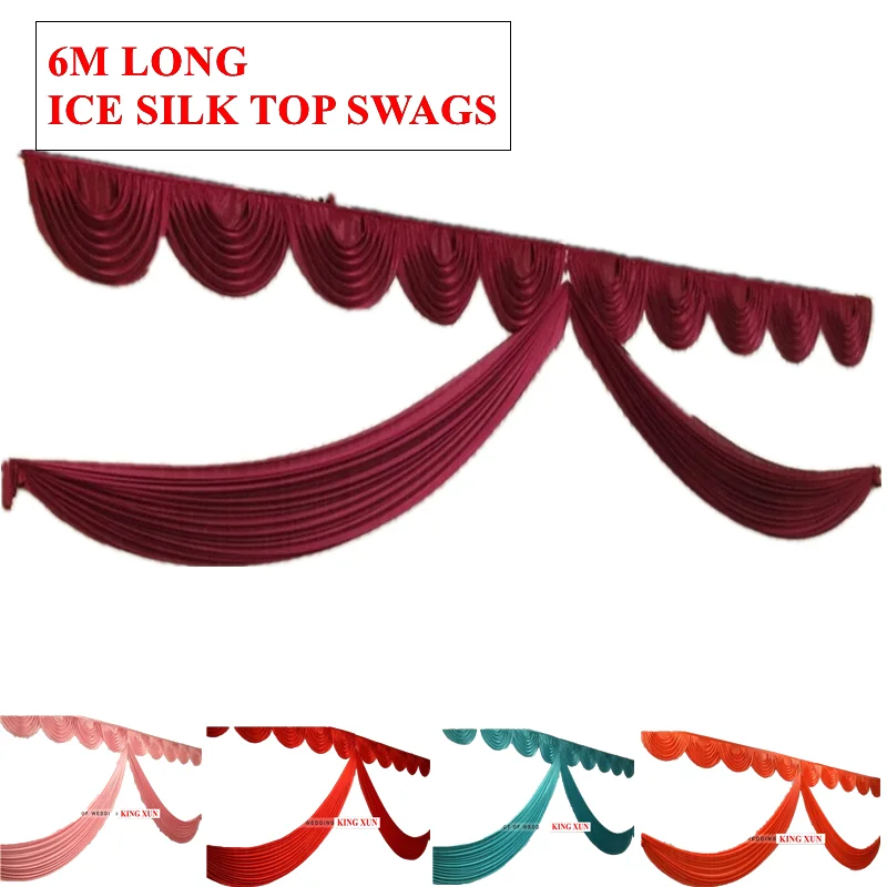 

20ft Ice Silk Backdrop Top Swag Drape Valance For Stage Background Backdrops Decoration