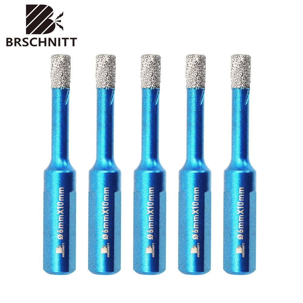 

BRSCHNITT 5pcs Dia 6/8/10mm Diamond Hole Saw Core Drill Bit with Triangle Shank for Tile Ceramic Stone Granite Marble