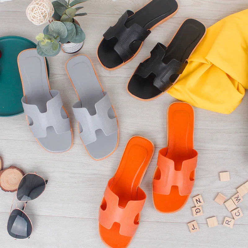 

Slippers Female Summer Wear Flip-flops Foreign Trade Flat Beach Cool Slippers Female Shoes Women Flat-heeled Feet Toes Men's Man