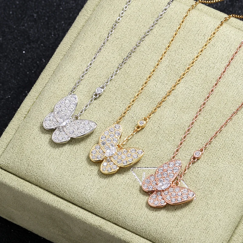 

S925Silver Butterfly White Mother Shell Necklace Japanese and Korean Fashion Simple Female Collarbone Chain Pendant Jewelry Gift
