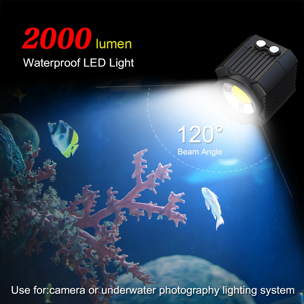 Seafrogs SL-19 60Meter Waterproof Diving Fill LED Light 2000LM For TG6/5/4 Camera And Phone