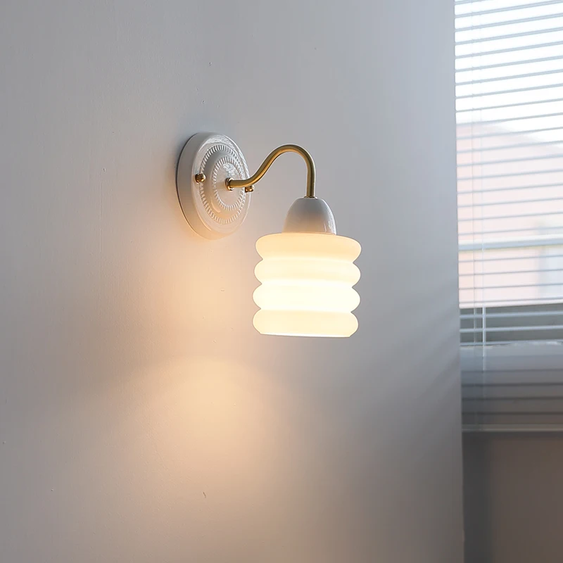 Нордический минималистичный Белый настенный светильник E27 прикроватная лампа