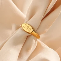 angel number rings for women men stainless steel gold plated oval ring 444 333 222 111 888 777 555 666 finger ring jewelry