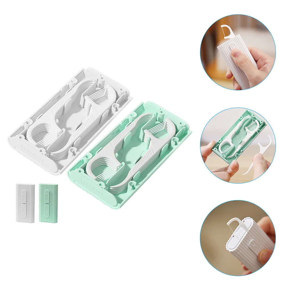 

2 Pcs Dental Floss Stick Travel Accessories Toothpicks Holder Dispenser Care Refillable Case Reusable Flosser Polystyrene