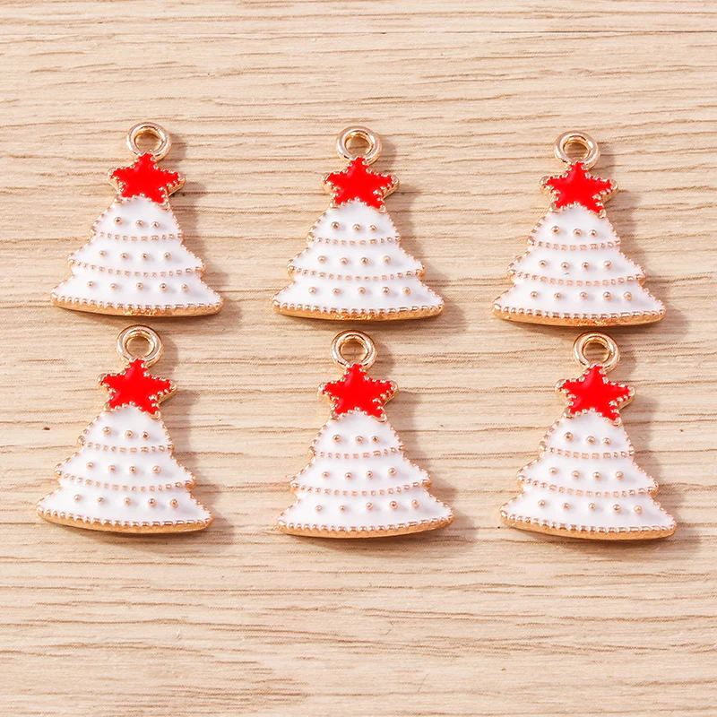 10 шт. новогодние эмалированные Подвески в виде ёлки 14 х20 мм