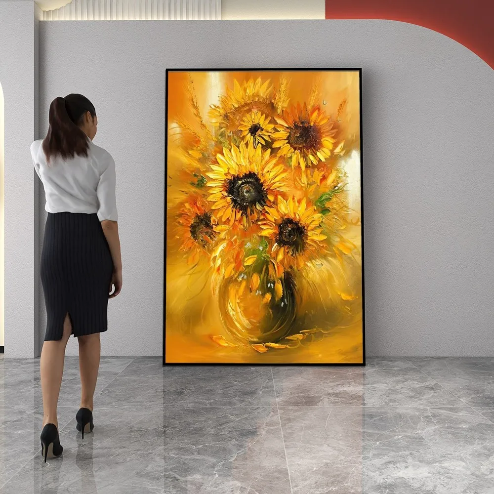 

Abstract Watercolour Blue Orange Flower Oil Painting Without Frame Handmade On Canvas Hanging For Living Dinner RoomArt