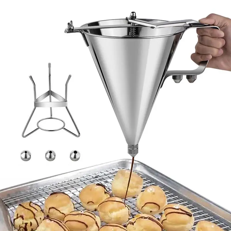 

Pancake Batter Dispenser Funnel Batter Equipped With Bracket Stainless Steel Batter Dispenser For Muffin Waffle Egg Tart making