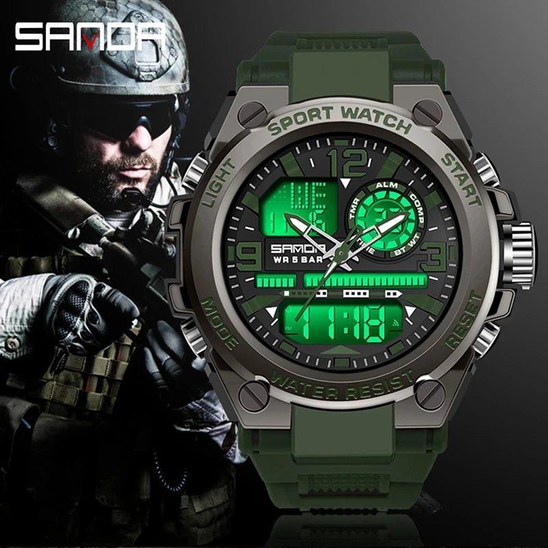 

SANDA 6024 2023 Top Brand Men's Watches 5ATM Waterproof Sport Military Wristwatch Quartz Watch for Men Clock Relogio Masculino