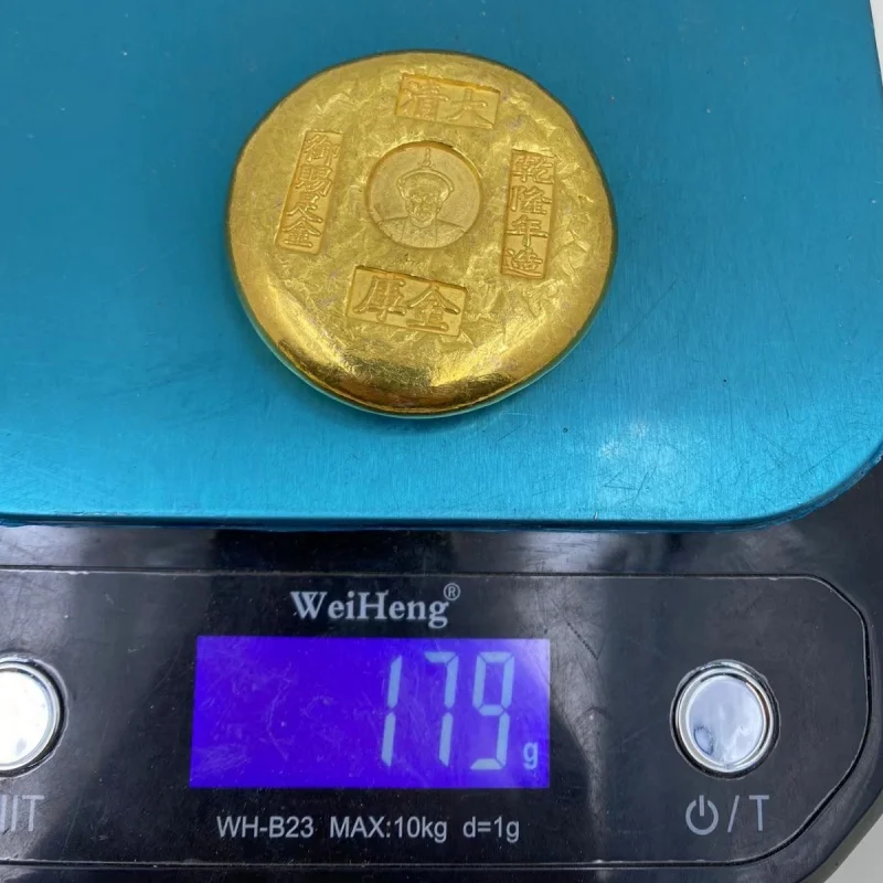 Старинное ремесло позолоченный Золотой торт из чистой меди Золотая бара