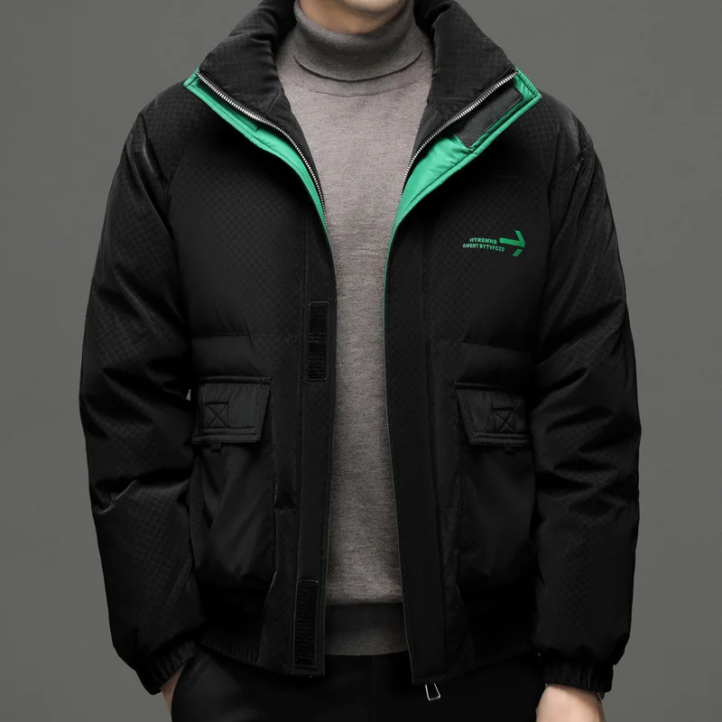 Men Stand Collar Down Jacket Casual White Eiderdown Thick Warm Coat Winter 2022 Korean Fashion Versatile High End Down Jacket