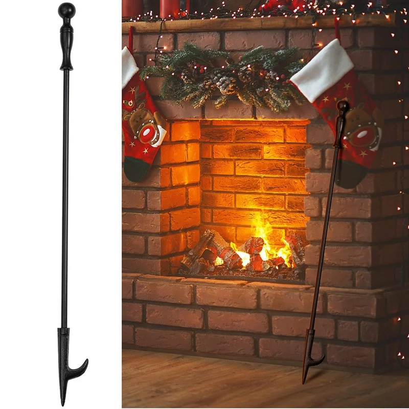 

2Pcs Fire Hook+Fire Tongs Detachable Winter Heating Tools Fireplace Tools