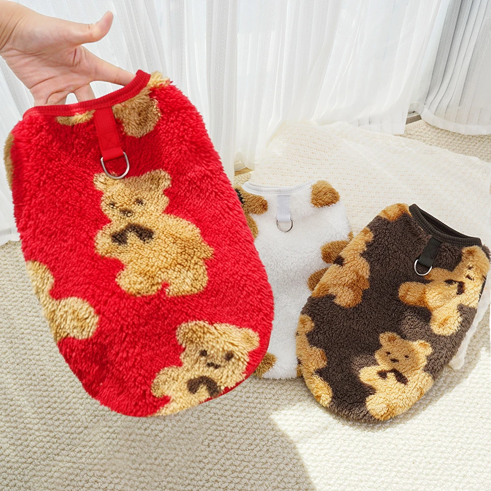 Autumn Winter Pet Sweaters for Small Medium Large Dogs Warm Fleece Pullover Harness Vest Golden Retriever Puppy Costume