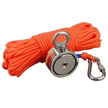 160KG*2 Strong Neodymium Magnet Double Side Search Magnetic Super Power Salvage Fishing Magnet with Searching Rope 2
