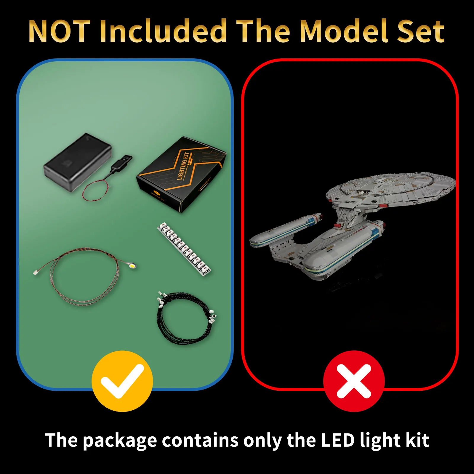 Фото Комплект подсветки BRIXSPARK, совместимый с Lego 10356 U.S.S. Конструктор Enterprise NCC-1701-D |   Усовершенствованные дизайнерские световые аксессуары №5