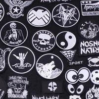 black hippie punk embroidered patches for clothing iron on metal rock patches for applique clothes jackets stickers sew on badge