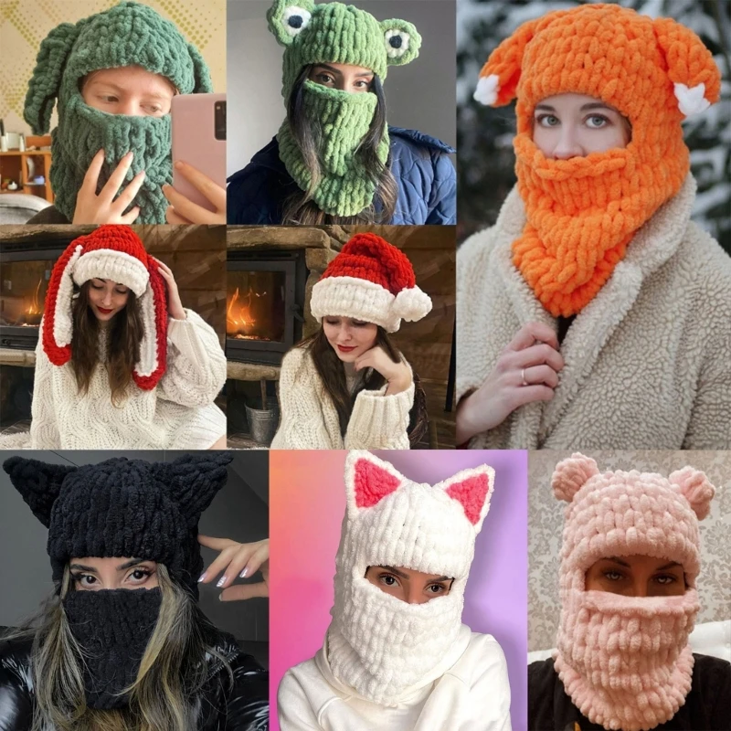 

Y166 Knitting Wool Hat Adult Balaclava Warm Hat Beanie Hat Windproof Sport Headdress