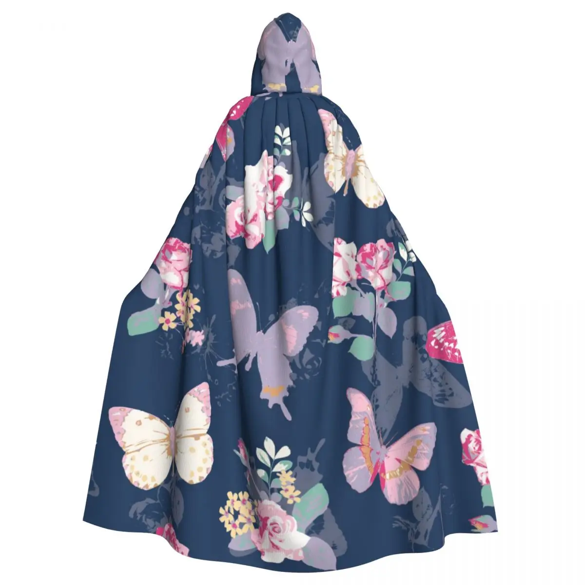 

Унисекс, ведьма, реверсивная накидка с капюшоном для взрослых, вампиров, плащ, роза с бабочкой на морском фоне
