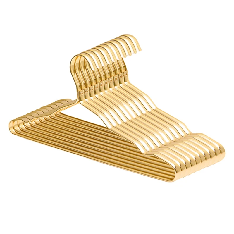 

10Pcs Coat Hanger Aluminium Alloy Clothes Hanger Anti Slip Metal Drying Rack Hanger with Notches Clothing Hangers